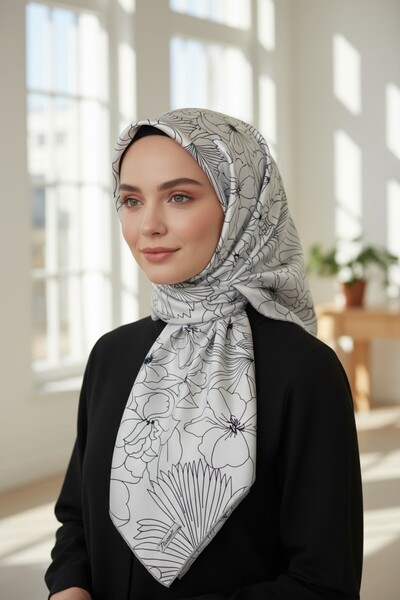 Onur وشاح - منتج جديد هرمي لوكسر ذو لونين من الحرير بمظهر رايون من القماش بخط...