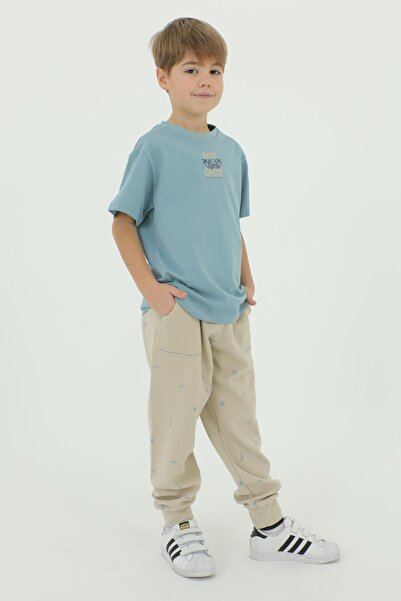 Black One Σετ καλοκαιρινής φόρμας παντελόνι παντελόνι με τροπικό σχέδιο για αγόρια με λαιμόκοψη 2 τεμαχίων