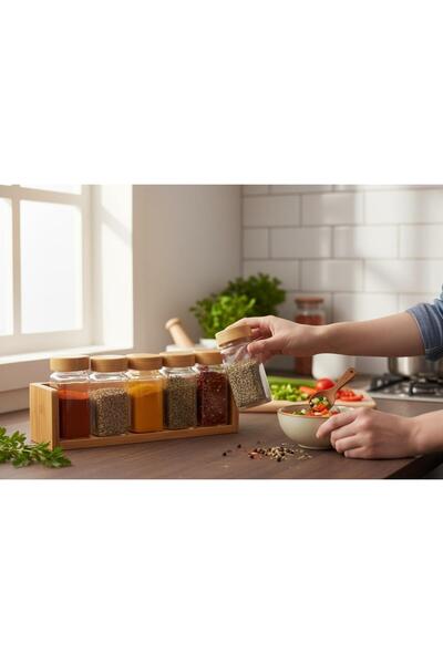 KAVEH 12-Piece Bamboo Lid Spice Jar Set with Sprinkler Head, Spice Rack with Labels