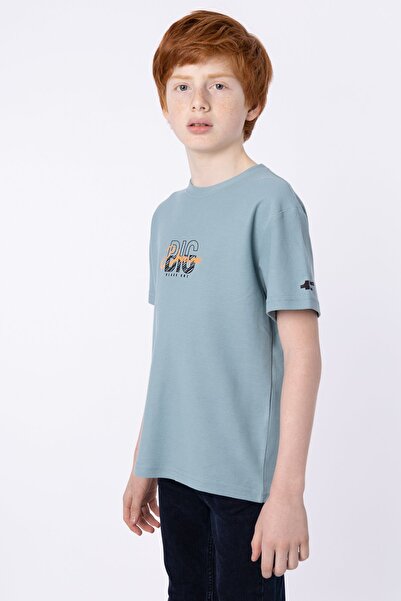 Black One Ανδρικό καλοκαιρινό μπλουζάκι με λαιμόκοψη από 100% βαμβακερό ύφασμα κηρήθρας με εμπριμέ λεπτομέρεια τσέπης