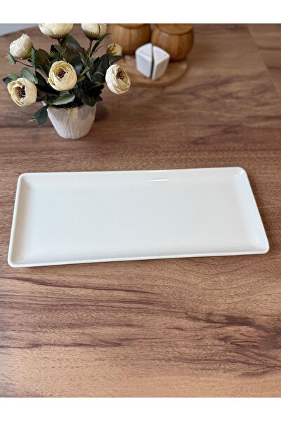 Kütahya Porselen Tavuk Dünyası 35 x 15 Cm Krem Porselen Kayık Tabak