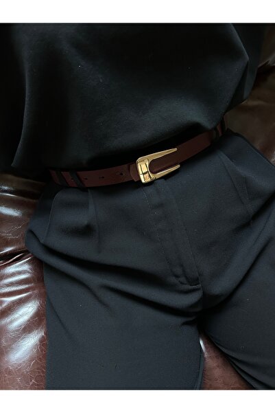 LİA KEMER Nova U Patterned Women's Gold Buckle Belt Waist Belt Coat Belt Dress Belt Trouser Belt