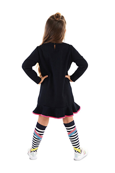 MSHB&G Fekete lány hosszú ujjú ruha és zokni szett