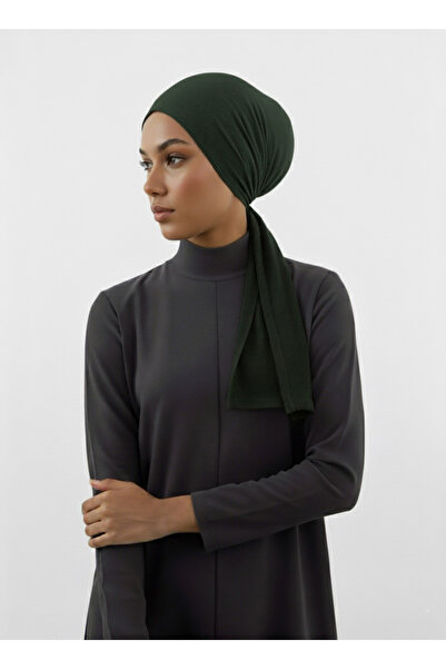elysianfidan Pleated Tie Khaki Ready-To-Wear Turban Hijab Bonnet