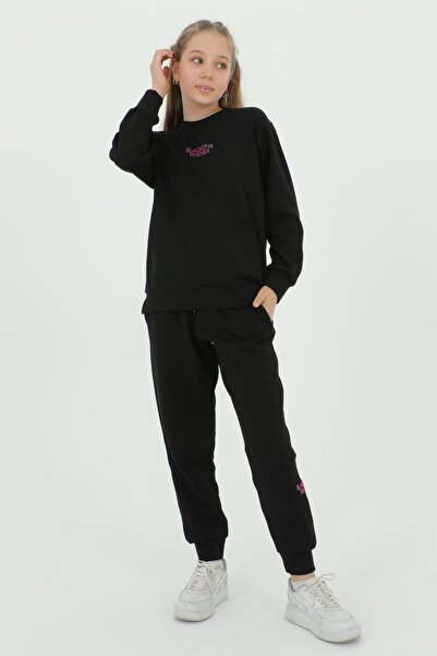 Black One Λεπτομερές σετ αθλητικής φόρμας από καουτσούκ με στάμπα με λαιμόκοψη Crew