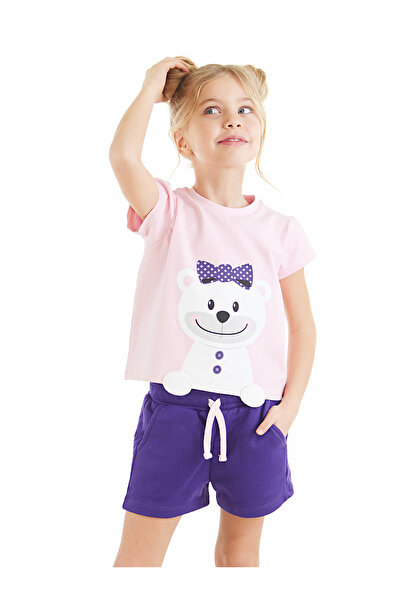 Denokids Ayıcık Kız Çocuk T-shirt Şort Takım