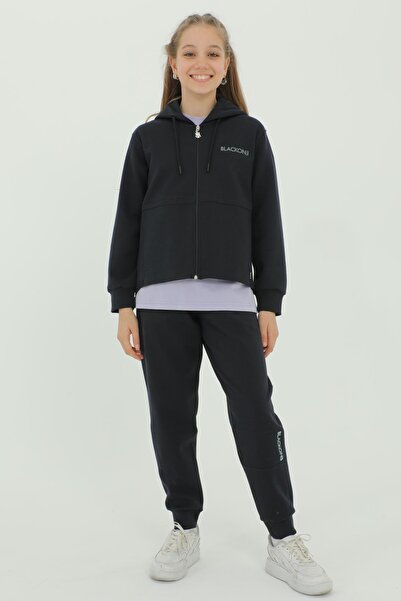 Black One Σετ αθλητικής φόρμας για κορίτσια με τριπλό σετ με λεπτομέρεια εκτύπωσης