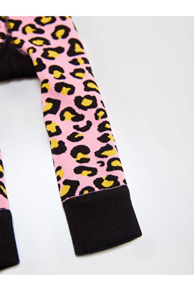 Denokids Leopar Kız Bebek Pembe Tayt-Pantolon