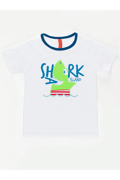 Denokids Shark Island Erkek Çocuk Yazlık T-shirt Şort Takım