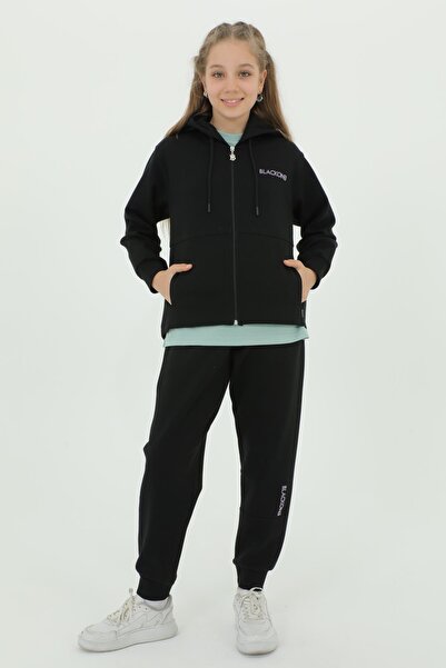 Black One Σετ αθλητικής φόρμας για κορίτσια με τριπλό σετ με λεπτομέρεια εκτύπωσης