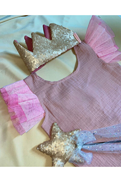 fustite cu luminite Bluzița Roz din Muselina, de Vara - 3-4 ani (98-104 cm)