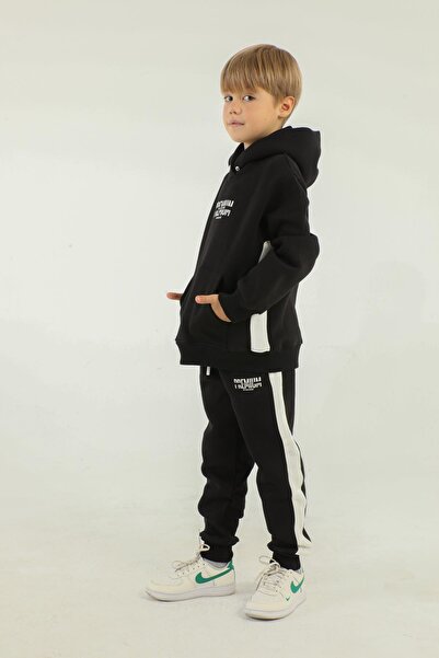 Black One Σετ φόρμας για αγόρι με κουκούλα και τσέπες Cargo και λεπτομέρεια εκτύπωσης