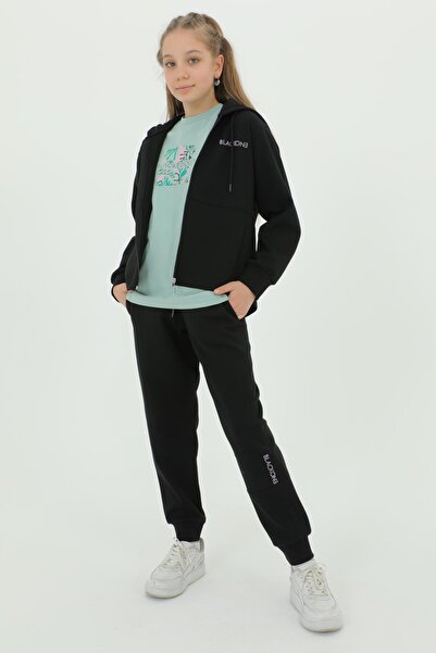 Black One Σετ αθλητικής φόρμας για κορίτσια με τριπλό σετ με λεπτομέρεια εκτύπωσης