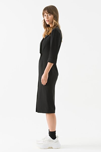 Jus De Pommes Kadın Siyah Düğmeli Anvelop Elbise