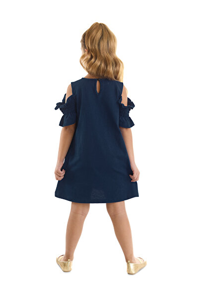 MSHB&G Rochie de vară din bumbac pieptănat albastru bleumarin pentru fete cu model unicorn - cal de mare