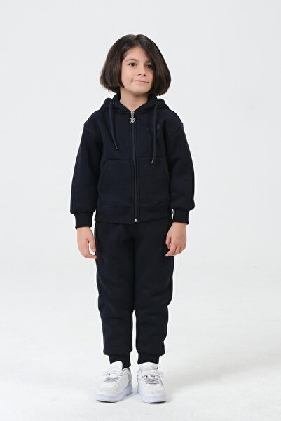 Black One Girl's Hooded Tracksuit Set