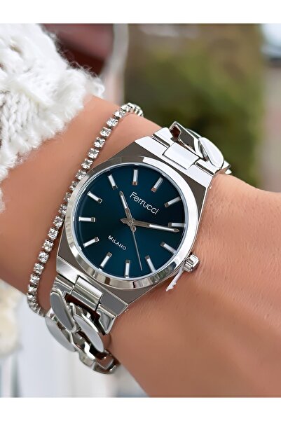 Ferrucci ساعة يد نسائية بسلسلة فولاذية مقاومة للماء حتى 3 ATM مع ضمان آلية لم...