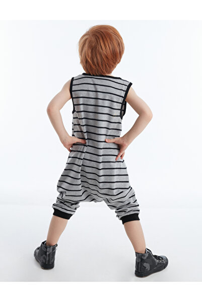 Denokids Skull Boy's Striped Jumpsuit