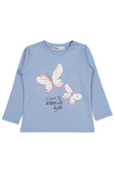 Civil Girls Kelebek Baskılı 2-5 Yaş Sweatshirt - Mavi 4-5 Yaş