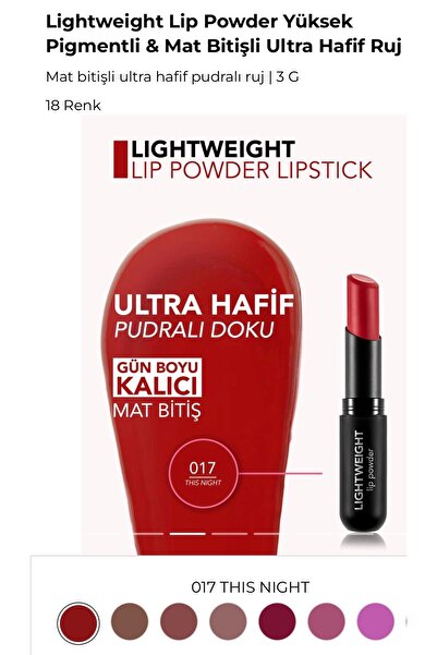 Flormar Lightweight Lip Powder Lipstick 017