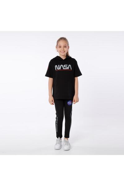 Black One Дівчача футболка з капюшоном і принтом NASA, з вишитим декором на л...