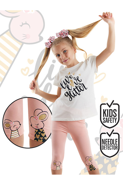 Denokids Sevimli Fareler Kız Çocuk Yazlık T-shirt Tayt Takım