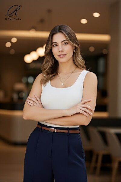 Ravencia Γυναικεία μπλούζα με λαιμόκοψη με χοντρό λουράκι υψηλής ποιότητας