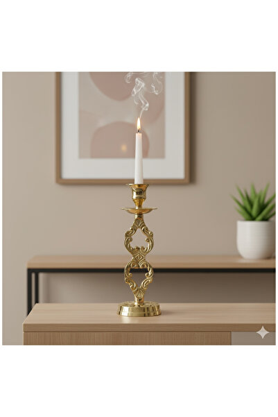 Genel Markalar Tekli Şamdan Pirinç, Altın, 18x8