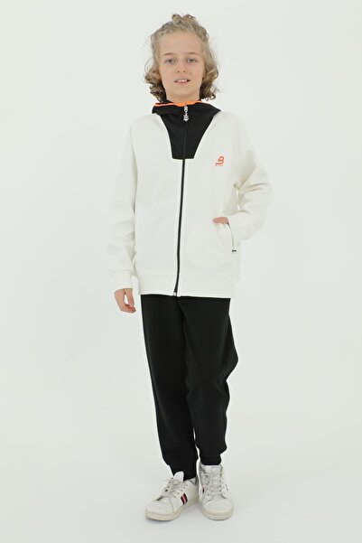 Black One Σετ αθλητικής φόρμας για αγόρια με με κουκούλα φερμουάρ και λεπτομέρεια εκτύπωσης με διπλή τσέπη