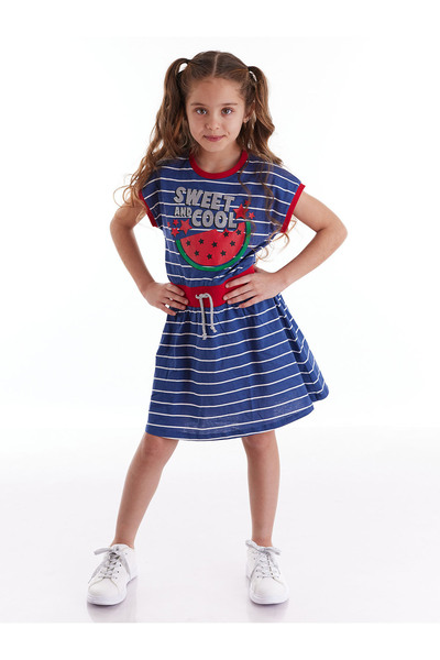 MSHB&G Girl's Cool Bowler Striped Navy Blue Summer Dress