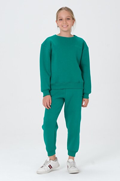 Black One Κοριτσίστικο σετ φόρμας με λαιμόκοψη με 3 κλωστές με στάμπα με λεπτομέρεια στο κάτω μέρος