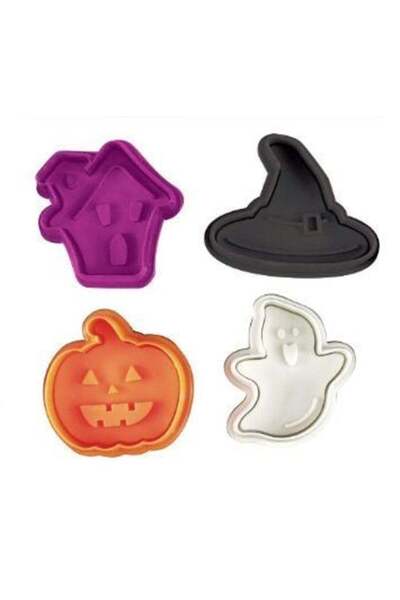 hobs Cadılar Bayramı Halloween Basmalı Enjektörlü Kurabiye Kalıbı 4 Parça