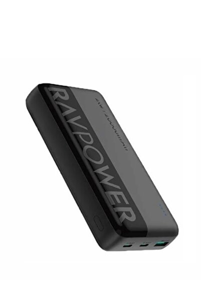 RavPower بطارية خارجية راف بور - سعة 20 واط، منفذا USB-C ومنفذ USB-A، شاشة LED ذكية، تصميم أنيق، أداء عالي