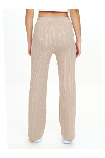 Denokids Girl's Pipe Leg Beige Basic Sweatpants