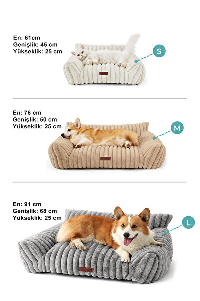 Evlen Home Collection Kürk Peluş Ortopedik Kedi Köpek Evcil Hayvan Yatağı PatiChill Yıkanabilir Luna Lüks Gri