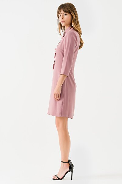 Jus De Pommes PUDRA YAKASI TAŞLI ÖNÜ FIRFIR DETAYLI ELBİSE