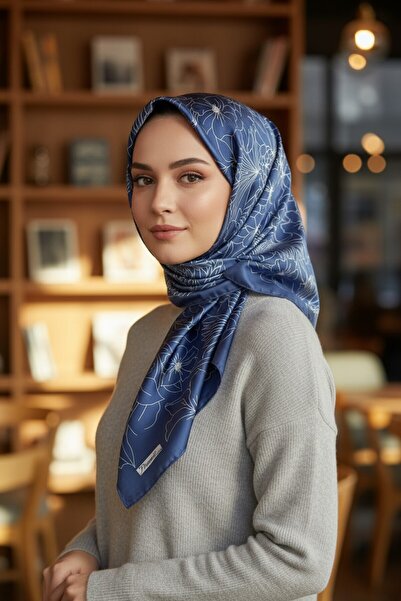 Onur Шарф - Новий продукт Piramit Luxer Двоколірний шовковий візерунок з візерунком квітів Модний магазин