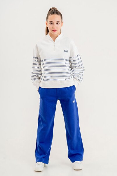 Black One Set pulover în dungi pentru guler cu jumătate de fermoar pentru fete