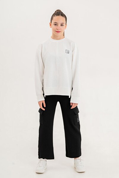 Black One Дівчачий спортивний костюм з велосипедним коміром, розрізом і кишенями