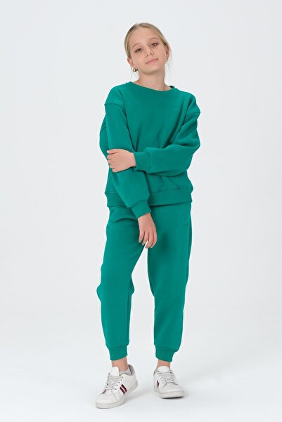 Black One Κοριτσίστικο σετ φόρμας με λαιμόκοψη με 3 κλωστές με στάμπα με λεπτομέρεια στο κάτω μέρος