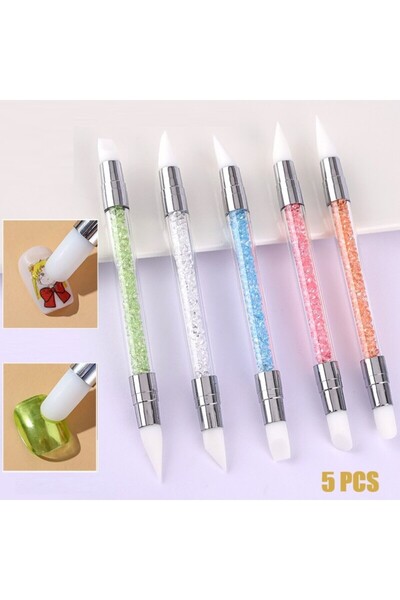 SİNKA Silikon Fırça 5'li Nail Art Akrilik Tırnak Süsleme Hamur Jel