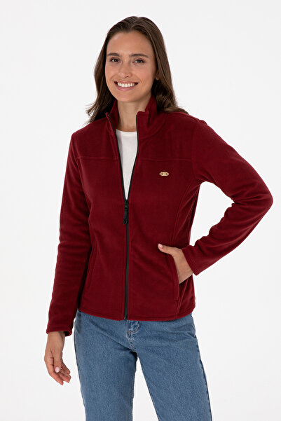 U.S. Polo Assn. Kadın Bordo Fermuarlı Dik Yaka Polar Sweatshirt 50316729-VR014