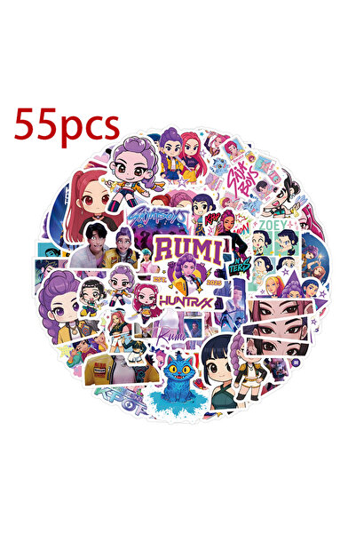 Choice 55-pcs 2025 brand new co branded Kpop Movie Demon Hunters Huntrix Saja Boys Derpy Tiger Stickers Wa