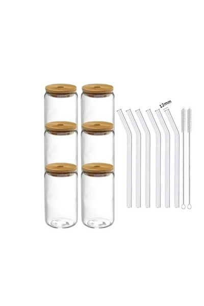 Choice 350 مل 6 قطع 1/4/6 قطع مجموعة أكواب زجاجية مع غطاء وقشة عصير زجاجي علبة بيرة حليب موكا كوب شفاف