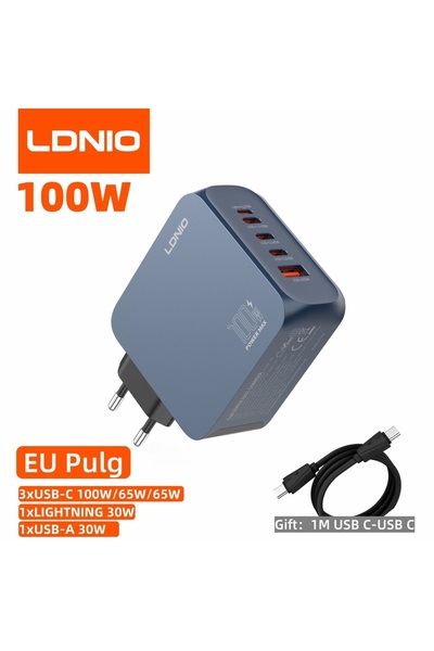 Choice شاحن شحن سريع LDNIO Gan 100 وات بمقبس الاتحاد الأوروبي 65 وات 45 وات ب...