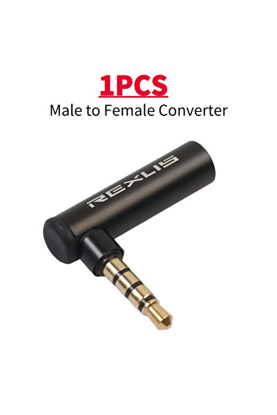 APWIKOGER 1 قطعة من مقبس REXUS 3.5 مم أسود بزاوية 90 درجة عالمي AUX ذكر إلى أ...