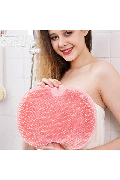 Choice قطعة واحدة - سجادة فرك القدمين للاستحمام باللون الوردي، غسالة خلفية، و...