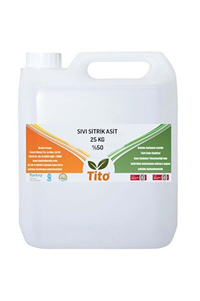 tito Sıvı Sitrik Asit Çözeltisi %50lik E330 Gıda Tipi 25 kg