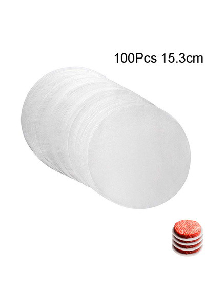 Choice 100Pc-153mmPaper 100Pc 10/11.4/15.3cm Hamburger Patty Paper - Wax Papers to Separate Frozen Pressed
