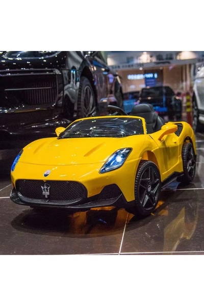 My modern game Modern rechargeable electric car with open door, attractive design, 12V, 30W motor, available in white, red, and yellow.